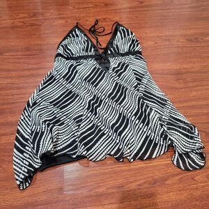 Charlotte Russe Y2K Halter Babydoll Dress Black White Size M